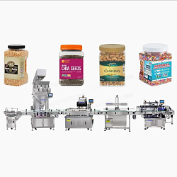 Готовая линия для сыпучих продуктов: производительность до 25 шт/мин, для сыпучих и гранулированных продуктов (сухофрукты, орехи, печенье, корма)-1