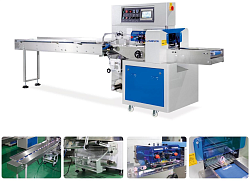 Горизонтальная упаковочная машина  флоу-пак LP-250X – LP-900X: скорость упаковки от 20 до 230 пакетов/мин, для пищевых, химических и бытовых товаров-0